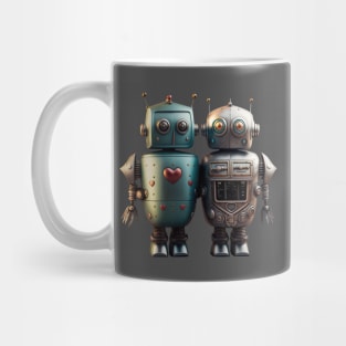 Cute Vintage Robot with Sidekick Mug